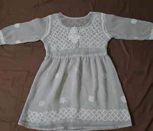 Gray handwork Chikankari kurti