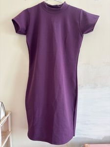 Elegant Purple Mock Neck dress