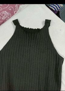 Sleek Black Ribbed Knit Dress