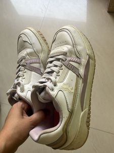 White Lace-Up Athletic Sneakers