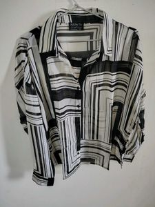 Chic Geometric Print Button-Up Shirt