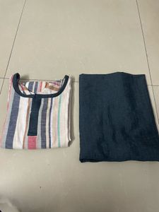 Striped Linen Top &amp; Pants Set