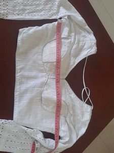 Elegant White Embroidered Hakoba Blouse