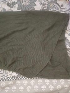 Olive Green Ribbed Mini Dress