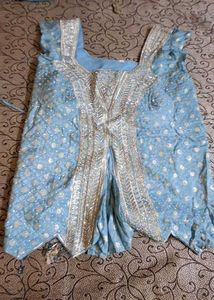 Elegant Light Blue Palazzo indowestern