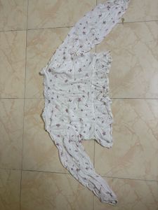 Sheer Floral Crop Top with Lace Trim