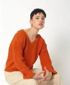 Cozy Orange V-Neck Sweater