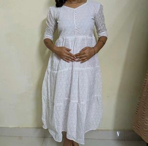 Elegant White Broderie Anglaise Gown