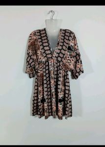 Bohemian Print V-Neck Mini Dress