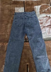 Gray Wide Leg Denim Jeans