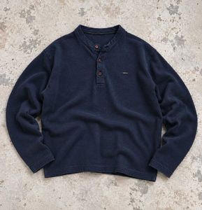 Korean Y2K knit Henley shirt