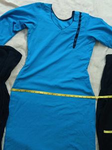 uniform Blue Kurta Set with Dupatta, , bracelet