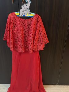 Stunning Red Sequin Cape Gown