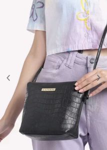 Caprese Black Croc Embossed Shoulder Bag