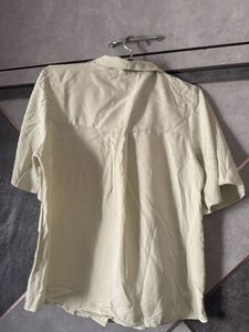 Elegant Cream Short-Sleeve Button-Up Blouse