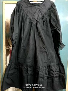 Black Embroidered Bayside Ladder Trim Dress.