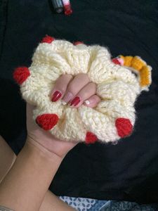Handmade Crochet Scrunchie Set , strawberry