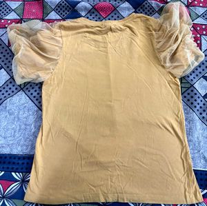 Mustard Yellow T-Shirt with Floral Vase
