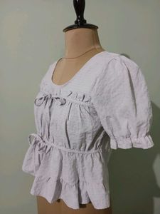 Cute Puff Sleeve Peplum Top