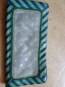 Blue Soft Polka Dot Leather Wallet