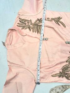 Elegant Peach Embroidered Gown 2 psc