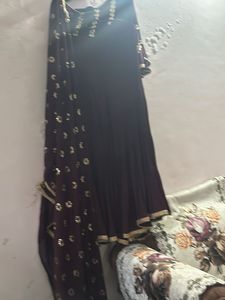 dark purple heavy plazo party wear dress with Dupp