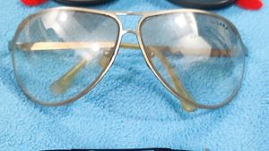 Transparent glass in used condition.