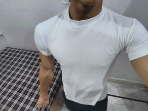 PLAIN GYM HALF SLEEVE WHITE COMPRESSION