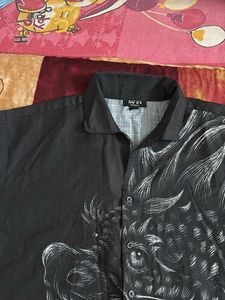 Men's Black Dragon Print Shirt