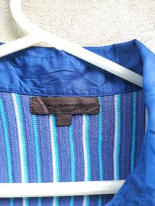 Blue Striped Long Sleeve Polo Shirt