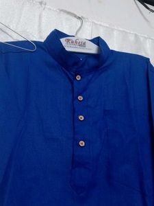 🤩💙Blue Kurta with White Pajama Set