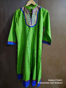 Large Size green Kurta Embroidered Neck Detailin