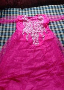 Hot Pink Embellished Party Dress