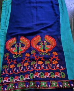 Blue Embroidered Saree 🔷