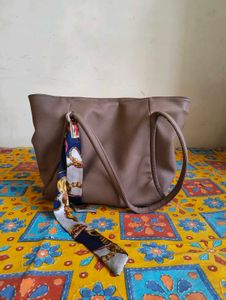 Stylish Tote Bag with Scarf Accent