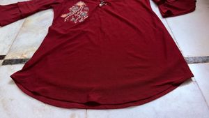 Maroon  embellished Women top