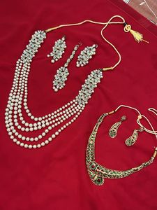 combo Exquisite Pearl &amp; Kundan Jewellery Set
