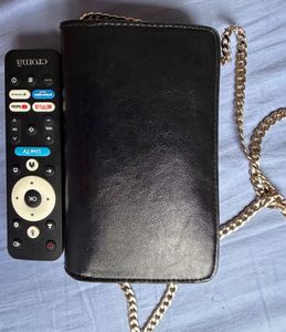 H&amp;M Black Clutch with Gold Chain