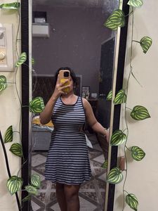 side cutout Striped Sleeveless Mini Dress