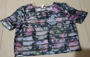 Sheer Floral Striped Top