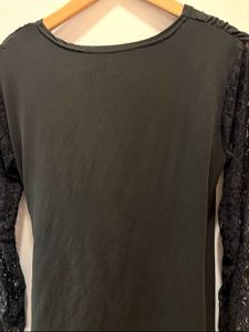 Chic Black Lace Sleeve Wrap Top