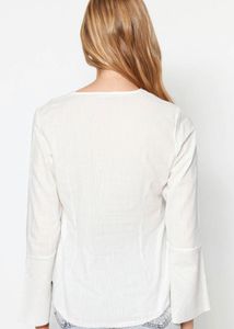 Chic White Button-Up V-Neck Top