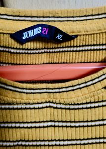 Yellow Striped Ribbed Tee