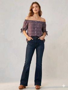 Boho Off-Shoulder Tie-Sleeve Top