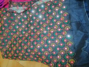 Embroidered Mirror Work Fabric