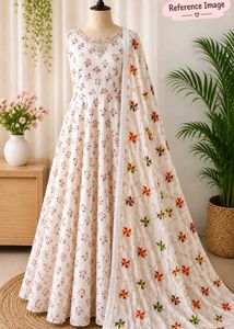 Floral Print Anarkali Gown