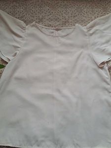 Beige Flutter Sleeve Top
