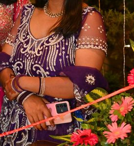 purple Lehenga Choli with Gold Embroidery