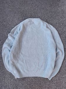 Light Blue Ribbed Knit Sweater