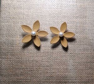 Flower Earrings with Pearl Accent